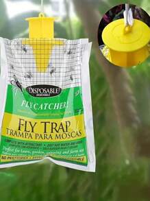 "-Safe 1 Piece" Outdoor Hanging Fly Trap - Pre-Baited Disposable Bag, Suitable For Farm, Patio And Camping |  PP Material | Safe For Livestock And Pets, 1pc - Yellow - View 9