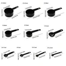 Ensemble De 10 Cuillères Doseuses En Plastique Noir, Cuillères Doseuses Pour La Pâtisserie Mesure D'outils De Pesage Ménagers Cuillères À Mesurer