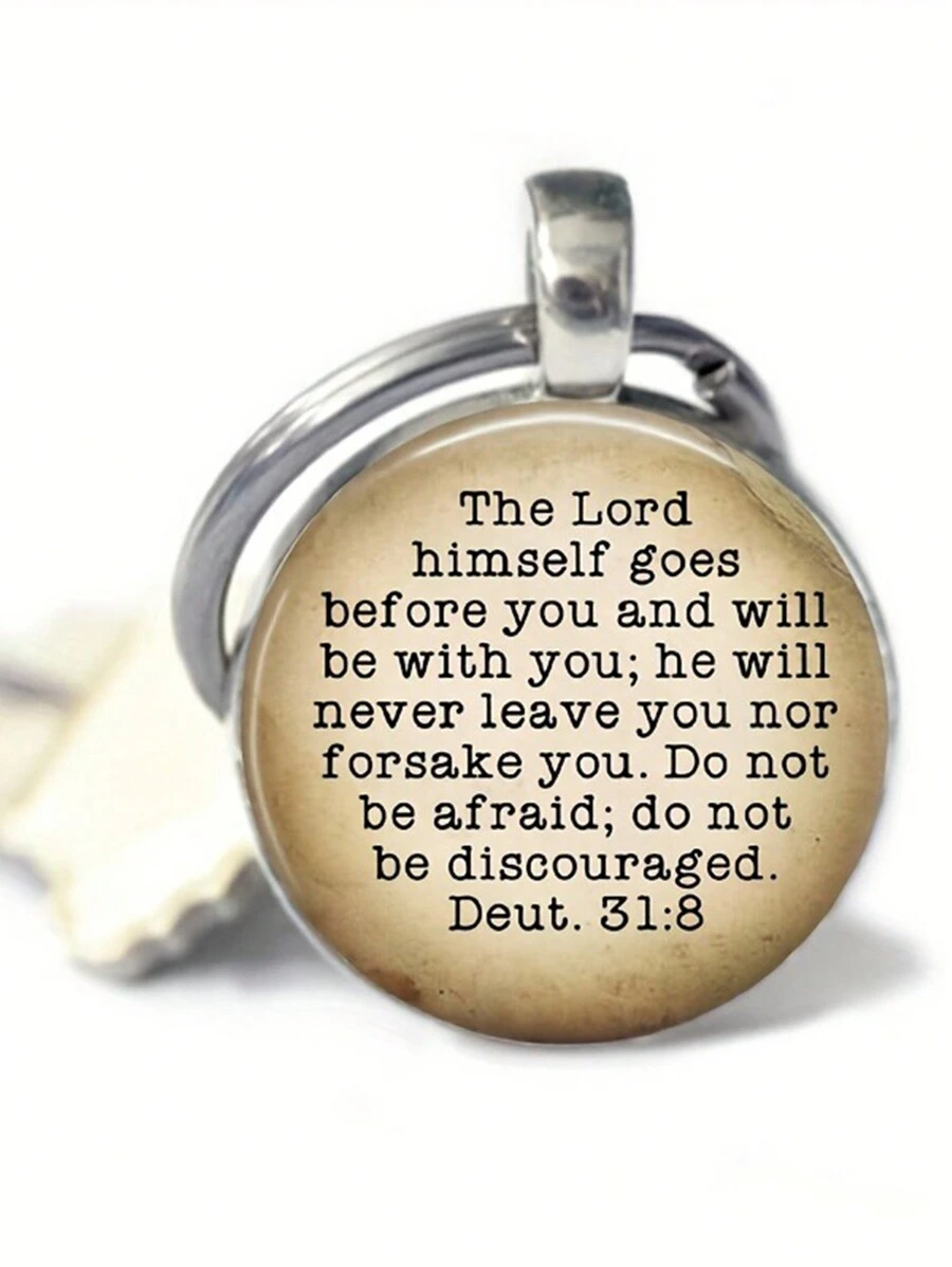 Bible Verse Keychain Christian Alloy Key Chain Ring He Will Never Leave ...