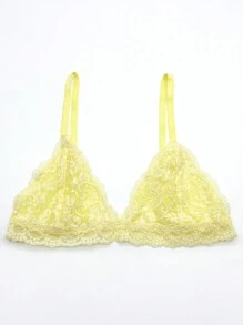 Holiday Season Ultrathin Bra Bridal Lingerie Ladies Bra Floral Female Underwear For Small Breasts Lace Bralette Yellow Bra Top Women Soft Seamless Bras Triangle Cup Sexy Lingerie For Small Chest