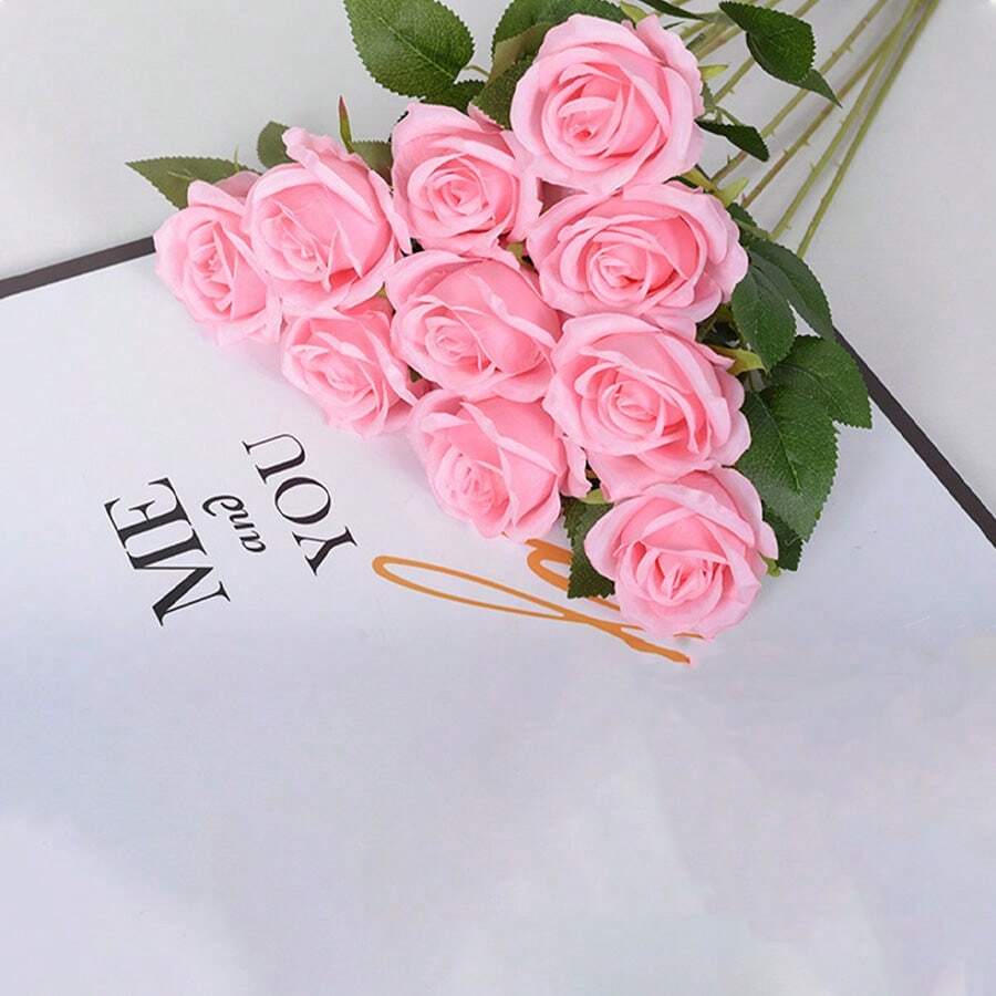 9 件人造花，玫瑰，友好的丝绸布料材质，理想的家庭婚礼，情人节派对装饰，给母亲的爱，送给情侣的完美礼物，表达爱的最佳方式，适用于，装饰派对，花篮，汽车装饰，礼服配饰，爱情插花 - 仿真花 - 查看 1