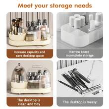 Rotating Makeup Organizer For Vanity With Brush Holder Cosmetic Makeup Storage Box For Counter Top Bathroom - Multicolor - View 9