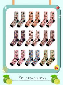 1 par de calcetines de media pantorrilla para mujeres con impresión personalizada de texto y rostro, diseño personalizado de foto y rostro divertido para parejas, regalo de San Valentín, cumpleaños y otras ocasiones