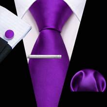 Cravate florale violette royale pour hommes, ensemble de cravate de luxe en soie jacquard avec mouchoir pour mariage et soirée