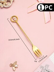 304不鏽鋼創意可愛蝴蝶結心型咖啡匙、甜點湯匙和水果叉 - 金色 - 查看 22