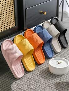 竖条纹足部按摩款拖鞋春夏时尚多用途轻便透气防滑休闲适合夏季室内外使用 - 藏蓝色 - 查看 2