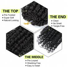 Karida 8/10英寸钩编假发，黑色短款钩编假发，女士 - 黑色 - 查看 3