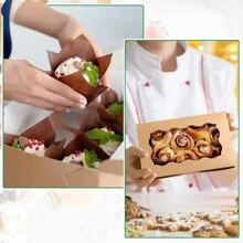 36 Hộp bánh quy Hộp bánh ngọt, Cửa sổ trong suốt Hộp quà tặng bánh Kraft Hộp quà tặng cao cấp cho món tráng miệng, bánh rán, bánh nướng, kẹo, bánh nướng nhỏ, bánh nướng xốp, Macarons Túi quà tiệc Đồ dùng học tập nhà bếp Túi thực phẩm Hộp thực phẩm Thích hợp cho kẹo Bánh quy sô cô la, v.v. - màu nâu - Xem 4