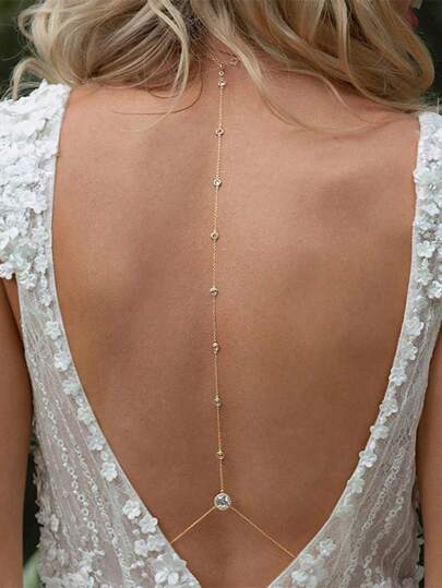 1 peça Corrente de Volta de Noiva Luxuosa e Fashion com Acessórios Brilhantes para Vestido de Noiva Feminino