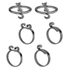 6pcs/Set Crochet Hook Knitting Loop Ring For Finger And Wrist, Including 3 Styles 3D Cat Single And Double Hook, Tension Loop, Adjustable Opening Crochet Finger Protector, Crochet Hook Yarn Guide Ring, Knit Topper, Metal Thread Guide Finger Guard, Knitting Accessory For DIY Gift - Black - View 8