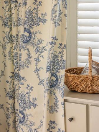 1Panel French Country Style High Precision Digital Printed Blackout Curtain For Living Room, Bedroom, Balcony, Study, With 85%+ Sunlight Blocking