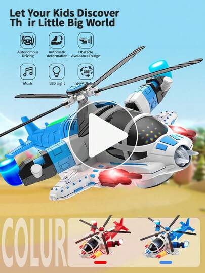 Cool Music & LightsHelicopter Toys, Kids Play Airplane With Lights And Sounds, 360°Freedom And Auto-Steering Plane, Helicopters Toys Gifts For Toddler Toys  Birthday Party Favors Room Decoration