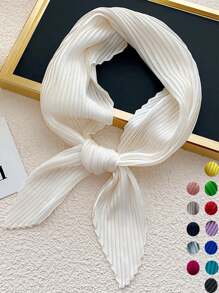 新款簡約純色方巾，70cm壓花絲巾，適用於女性，多功能、萬能，可作腰帶、髮帶、頸巾或時尚頸巾。巾帶，頭帶，髮箍，讓您的造型更加華麗。 - 多色 - 查看 1