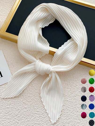 新款簡約純色方巾，70cm壓花絲巾，適用於女性，多功能、萬能，可作腰帶、髮帶、頸巾或時尚頸巾。巾帶，頭帶，髮箍，讓您的造型更加華麗。