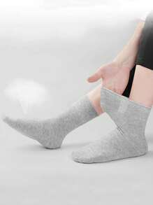 5pairs/Set Plus Size Men's Thin Mid-Calf Socks For Spring And Summer, Moisture-Wicking, Breathable, Classic Colors, Suitable For Business And Daily Wear, Fall