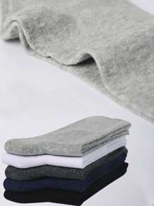 5pairs/Set Plus Size Men's Thin Mid-Calf Socks For Spring And Summer, Moisture-Wicking, Breathable, Classic Colors, Suitable For Business And Daily Wear, Fall