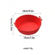 Air Fryer Silicone Liner For 3-5 QT, Flammable Parchment Paper Replacement, Reusable Baking Pan Oven Accessory, Red/Blue, Round/Square(Top 8 Inches, Bottom 6.75 Inches)