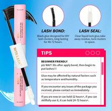 RITALASH Bộ mở rộng mi DIY, 168 cụm mi có liên kết và bịt kín, cụm chổi chải Mascara, dụng cụ bôi mi - màu đen - Xem 4