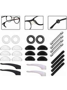 Set de accesorios de gafas S4 de 24 piezas, incluye 12 pares de patillas antideslizantes de silicona y cubiertas de pie para las patillas de las gafas - Multicolor - Ver 1