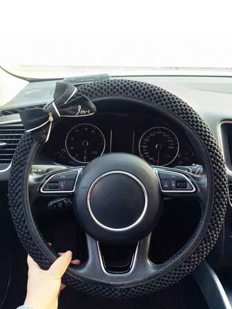 1 pieza Cubierta para volante de automóvil para todas las temporadas, cubierta negra antideslizante personalizada con diseño de lazo