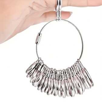 27-Piece Stainless Steel Ring Sizer Gauge, Jewelry Making Tool, Sizes 1-13 Including Half Sizes