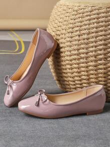 MonaNise 女士时尚卡其色、黑白方头鞋、红色一脚蹬、黄色平底鞋、薄荷绿休闲/旅行鞋、粉色秋季鞋、勃艮第红派对/正式鞋、百搭办公室黑色平底鞋 - 粉色 - 查看 6