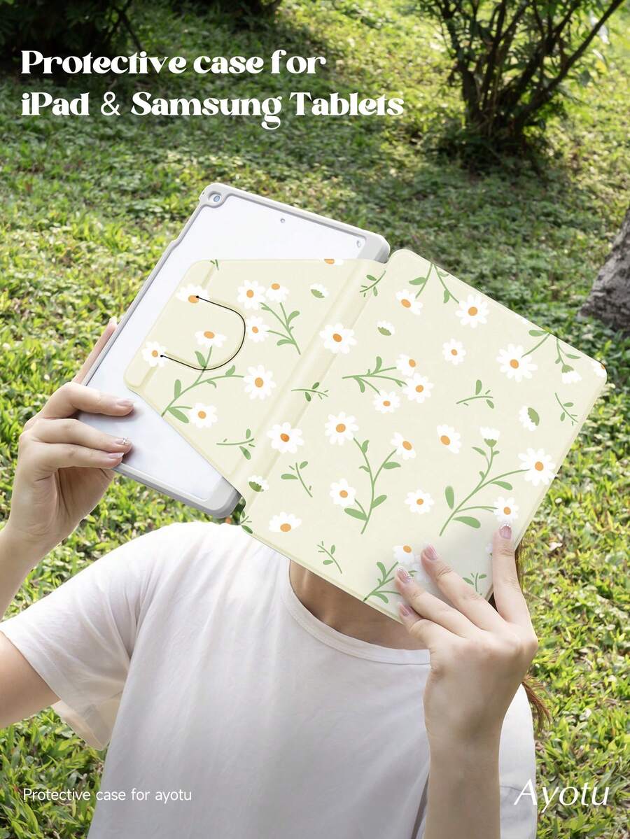 Flowers iPad 旋转保护套 兼容 iPad 第 10 代 10.9 英寸 2022 - 360 度旋转支架保护套 带笔架，自动唤醒睡眠 - 360° Rotating - 查看 1
