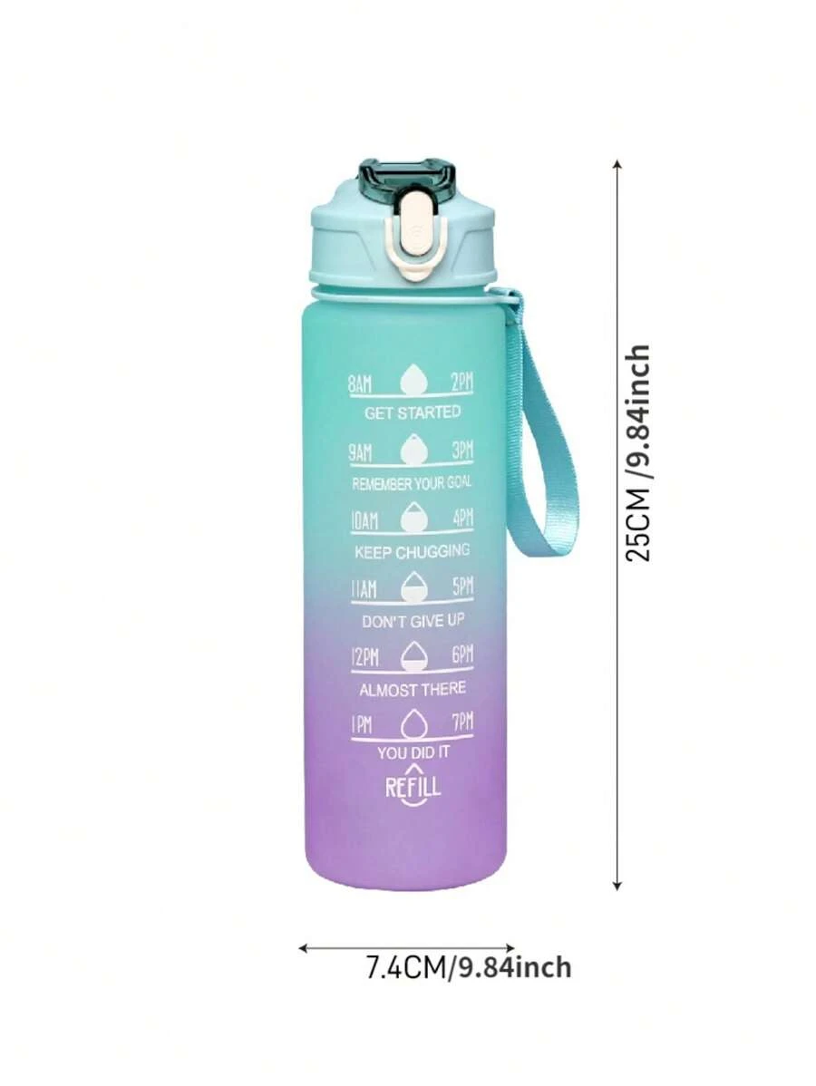 Gradient Frosted 900ML Outdoor Sports Water Bottle With Handle And Straw, Simple And Portable - Color Mixing - View 1