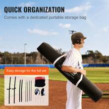 KFFKFF 5x5 Ft Baseball Softball Practice Net, Portable Baseball Training Net For Hitting Batting Catching Pitching, Backstop Baseball Equipment With Bow Frame, Carry Bag, Strike Zone, Ball, Batting Tee