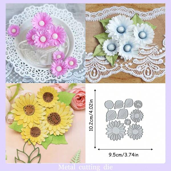 1pc Leaf & Grass Cluster Sunflower Bouquet Clover Good Luck Greeting Card Die Cutting Carbon Steel Embossing Cutting Stencil DIY Scrapbooking Crafts