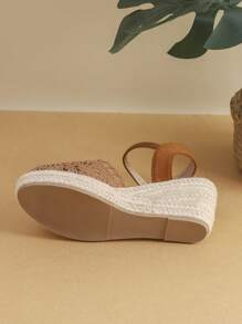 Women's High Heel Wedge Sandals With Thick Bottom, Lace-Up Straps, Silk Ribbon, Woven & Hollow Out Design, Fashionable Fisherman Slippers