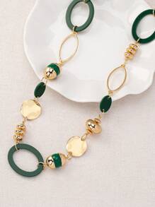1 Stylish Retro Green Long Necklace - Green - View 3