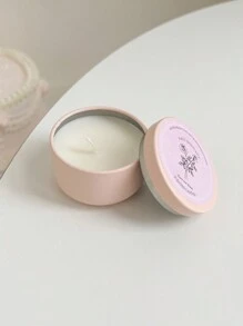 一盒经典迷你圆形马口铁香味蜡烛，小铁盒中持久芳香蜡烛，房间装饰，礼物 - 粉色 - 查看 1