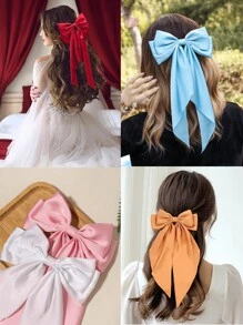10 Random Color Ladies Big Bow Hair Clips, Stylish Elegant Silk Bow, French Vintage Bow Hair Accessories, Cost-Effective Worthy Gifts, Quick Ship,Perfect For Parties Dopamine Claw Clips Hair Claws Hair Barrettes, School Stuff, Head Accessories, Hairpin - Multicolor - View 7