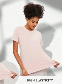 TECTOP Antrenament de vară Tricouri pentru damă Mâneci cu uscare rapidă Culoare uni Gâtul turnat Antrenament atletic Dry Fit Sport de performanță Absorbție de alergare Top Sală de sport