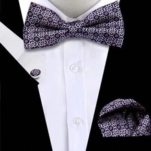Set di cravatta, fazzoletto da taschino e gemelli, Combo di accessori di moda in stile britannico multicolore per uomini d'affari, incontri d'affari e matrimoni - Multicolore - Visualizzare 32