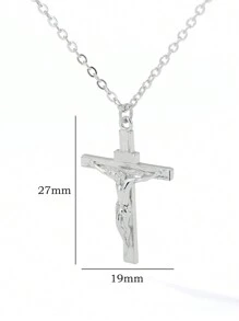 1入組迷你不鏽鋼基督教耶穌項鍊，適用於女士男士，鍊子，項圈，宗教吊墜，飾品，禱告，洗禮禮物 - 幾何 - 查看 11