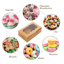36 Hộp bánh quy Hộp bánh ngọt, Cửa sổ trong suốt Hộp quà tặng bánh Kraft Hộp quà tặng cao cấp cho món tráng miệng, bánh rán, bánh nướng, kẹo, bánh nướng nhỏ, bánh nướng xốp, Macarons Túi quà tiệc Đồ dùng học tập nhà bếp Túi thực phẩm Hộp thực phẩm Thích hợp cho kẹo Bánh quy sô cô la, v.v. - màu nâu - Xem 3