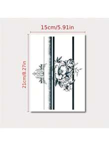 Pegatina de tatuaje temporal de flores para hombre y mujer, resistente al agua y de larga duración, tatuaje temporal desechable,tatuajes maquina para tatuar tatuajes falsos - Negro - Ver 5