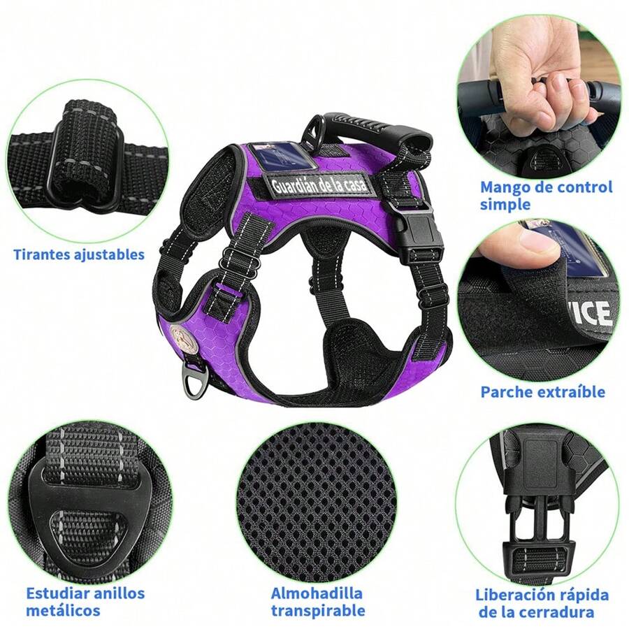 Chaleco Táctico Para Perro Grande Pechera K9 Ajustable L Xl - Rojo - Ver 1