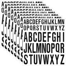 8 hojas de letras autoadhesivas con letras mayúsculas en vinilo, pegatinas de letras del alfabeto para oficina, hogar y cocina - Blanco y Negro - Ver 8