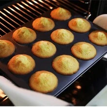 不沾6/12格馬德蓮貝殼形蛋糕模，小型烤盤，適用於家用烤箱，貝殼耐高溫，烤盤 - 黑色 - 查看 3