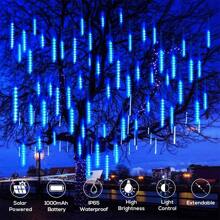288 LED Meteor Shower Lights 8 Tube Rain Tree String Light Outdoor Garden Party - 藍色 - 查看 1