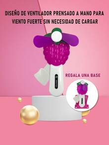 Ventilador manual portátil, mini ventilador de mano, sin necesidad de pilas - Lila Púrpura - Ver 3