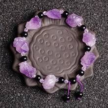 Amethyst Healing Bracelet - Attracts Wealth, Relieves Stress & Protects Gemstones - Adjustable Jewelry Gift, Helps You Succeed - Purple - View 5