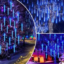 288 LED Meteor Shower Lights 8 Tube Rain Tree String Light Outdoor Garden Party - 藍色 - 查看 5