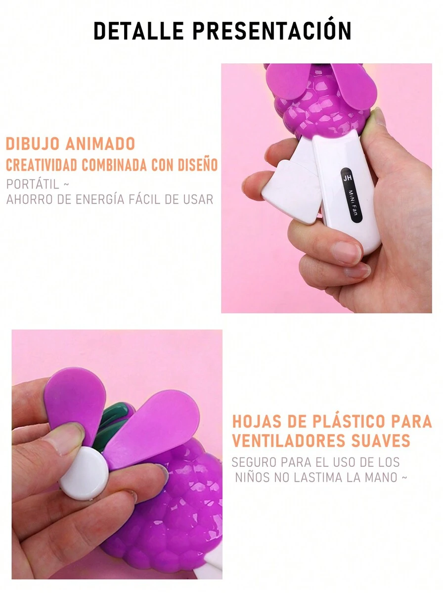 Ventilador manual portátil, mini ventilador de mano, sin necesidad de pilas - Lila Púrpura - Ver 1