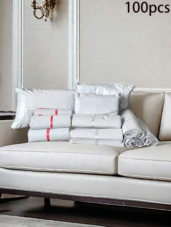 100 st. grå och vita kurirpåsar, lämpliga för e-handelsförpackning och frakt, vattentäta klädpåsar, flygplansförpackningspåsar, män/kvinnor tillbaka till skolan, utskick