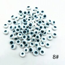 50pcs Fashionable Evil Eye Shaped Flat Beads, 8x5mm, With Straight Hole, DIY Jewelry Accessories For Necklace & Bracelet Making
