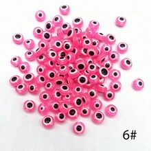 50pcs Fashionable Evil Eye Shaped Flat Beads, 8x5mm, With Straight Hole, DIY Jewelry Accessories For Necklace & Bracelet Making